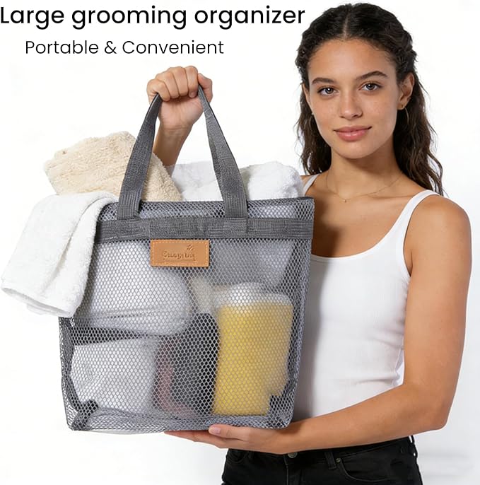 6 Pack Dog Towels for Drying Dogs, Bath Supplies Bath Grooming Kit for Pets, Pet Bath Towel Super Absorbent Set with Hair Brush, Washing Gloves for Large or Small Cats,Grey