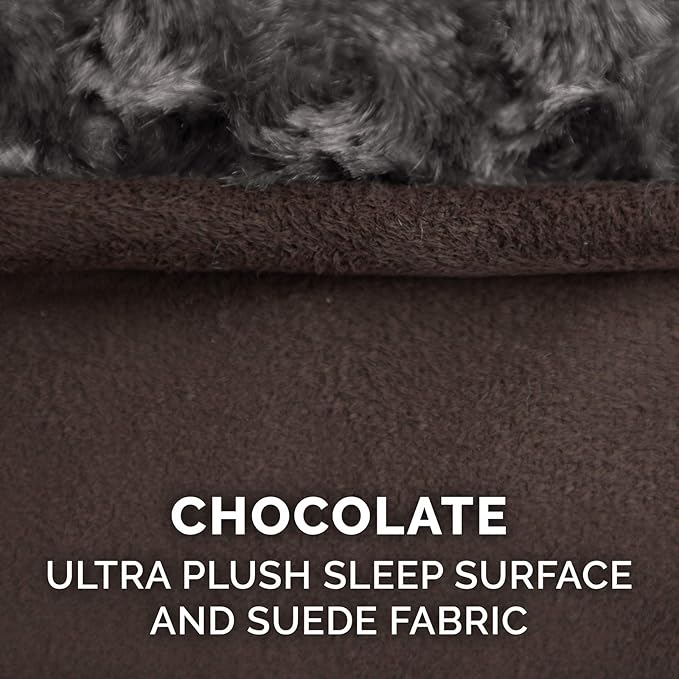 Furhaven Cooling Gel Dog Bed for Medium/Small Dogs w/ Removable Washable Cover, For Dogs Up to 23 lbs - Ultra Plush Faux Fur & Suede Luxe Lounger Contour Mattress - Chocolate, Medium
