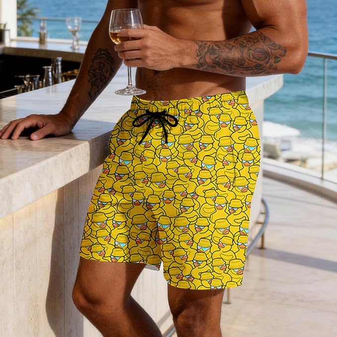 Mens Swim Trunks with Compression Liner Quick Dry Zipper Pocket Bathing