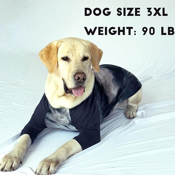 Dog Cotton Black Grey Tie Dye T-Shirts Soft and Stretchy Breathable Pet Shirt Pajamas Pets Clothes for Large Dogs,XL Grey