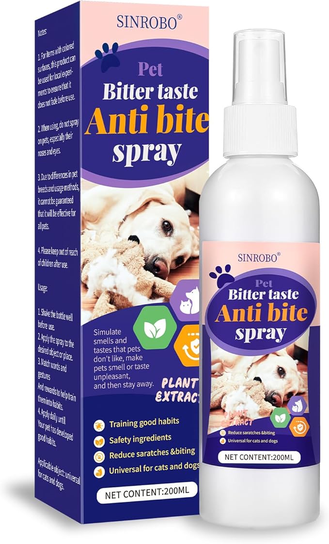 No Chew Spray for Dogs, Bitter Apple Spray for Dogs to Stop Chewing, Effective Indoor/Outdoor Deterrent Training Corrector for Anti-Scratch, Anti Marking, Furniture Protection (2 PCS)
