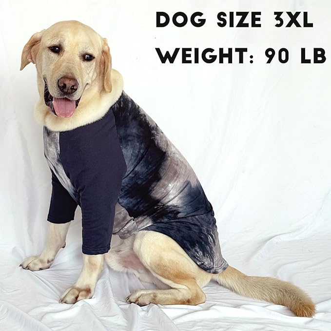 Dog Cotton Black Grey Tie Dye T-Shirts Soft and Stretchy Breathable Pet Shirt Pajamas Pets Clothes for Large Dogs,XL Grey