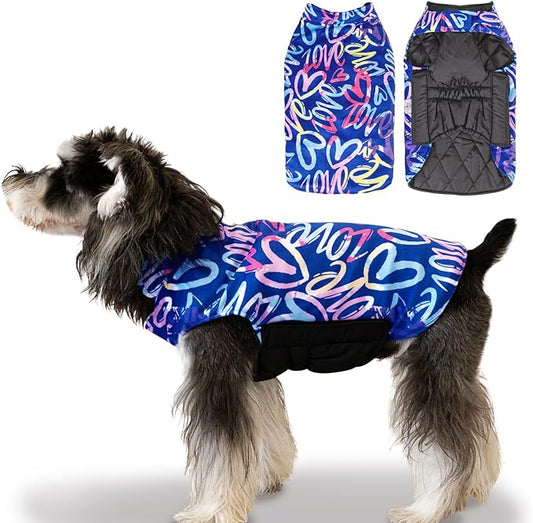 CuteBone Winter Dog Coat - Waterproof Windproof Reversible Vest, Thick Adjustable Cold Weather Jacket for Small Medium Large Dogs, Soft with Leash Hole