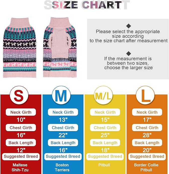 Mihachi Dog Sweater - Winter Coat Apparel Clothes with Colorful Stripes for Cold Weather