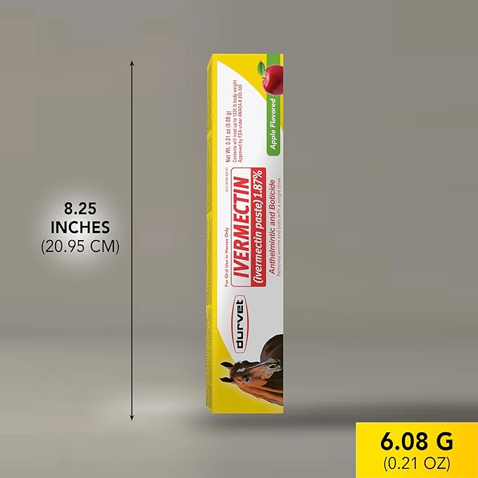 Ivermectin Paste Dewormer - 6.08g dose @ 1.87%-Apple Flavored, 12 Count