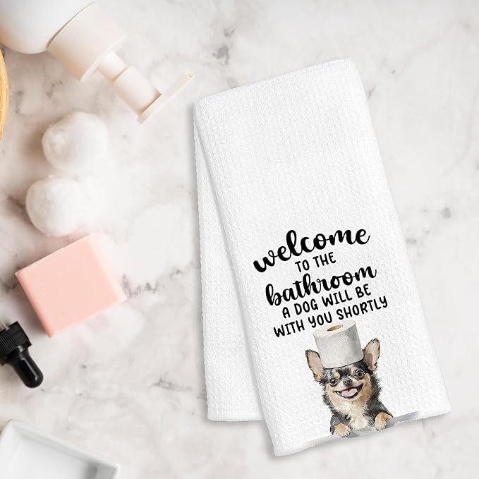 Funny Chihuahua Dog Hand Towels for Bathroom Decor, Chihuahua Gifts for Women Men, Dog Lover Gifts Decorative Hand Towels for Bathroom Restroom Room, 16x24 Inch