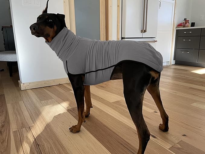 Esobo Fleece Dog Apparel Winter Warm Dog Coat Doggie Turtleneck Cozy Jacket Soft Shirt Vest Stylish Pet Outfits for Small Medium Large Dogs Grey