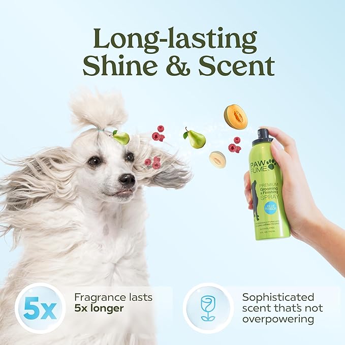 PAWFUME Dog Perfume Spray for Grooming, Blue Ribbon, 4-Pack – Keep Your Pup Fresh All Day – Probiotic, Alcohol-Free, Detangling & Moisturizing – Salon-Quality Dog Spray Deodorizer Perfume
