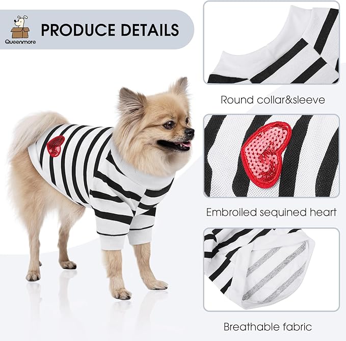 Queenmore Large Dog Shirt,Soft Breathable Dog Shirt for Dogs Cats Boy Girl,Pet Clothes for All Season,Breathable Lightweight Pet Tshirt for Frenchie, Dachshund, Yorkie