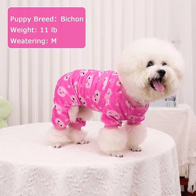 Kosiyi Dog Clothes for Small Dogs Girl Boy Puppy Pajamas, Stretch Fleece Winter Spring Outfit, Lightweight Velvet Pet Jumpsuit, Pjs, Onesies Dog Apparel