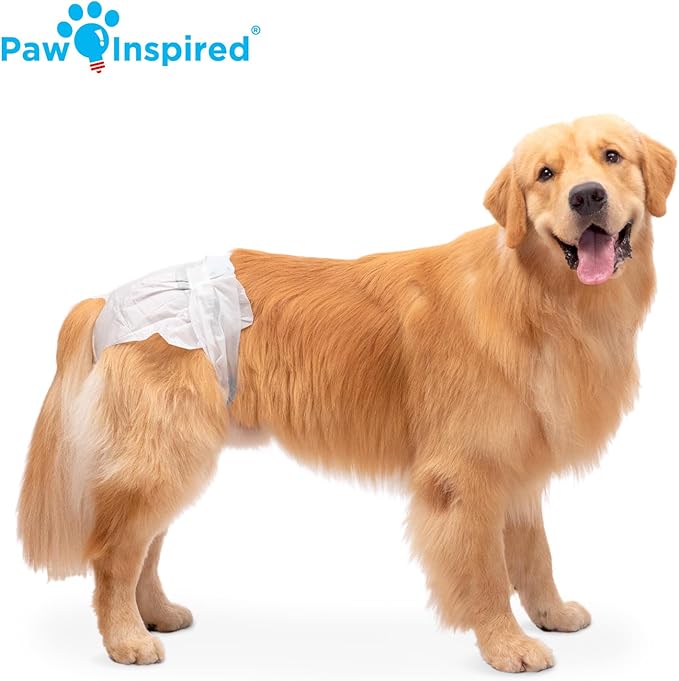 Paw Inspired Disposable Dog Diapers | Female Dog Diapers Ultra Protection | Diapers for Dogs in Heat, Excitable Urination, or Incontinence (12&144 Count) (X-Large (12 Count))