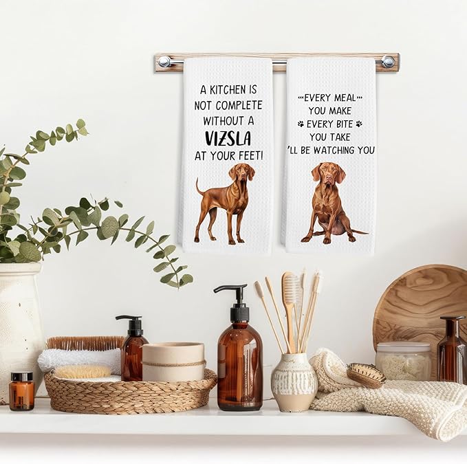 Vizsla Gifts Dog Kitchen Towels Set of 2, Gifts for Vizsla Owners Lovers Hand Towel, Every Meal You Make Dog Decorative Tea Dish Towels for Kitchen, FunnyDog Kitchens Decor, 16x24in