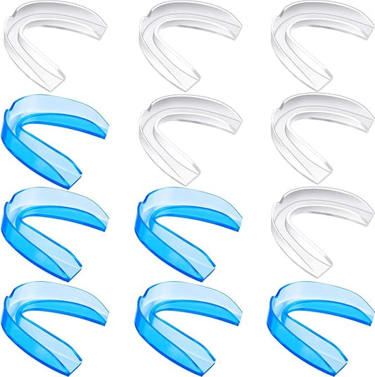 BBTO 20 Pieces Sports Mouth Guard Boxing Mouth Protection Athletic Mouthpiece for Football Basketball Hockey Karate Rugby Match (Adult (11 Yrs & Above),Transparent Color, Blue)