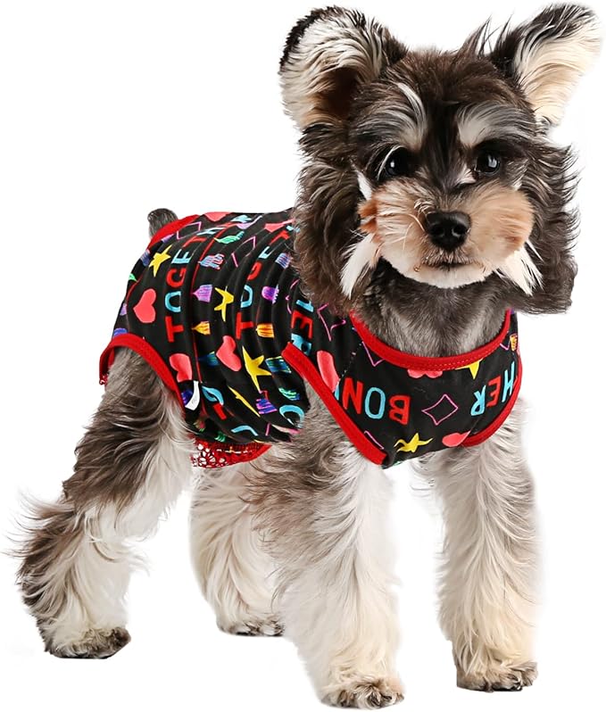 Etdane Dog Period Diapers Small Dog Period Suit Dog Sanitary Panties for Male Female Dogs Diaper Cover for Heat Black/M