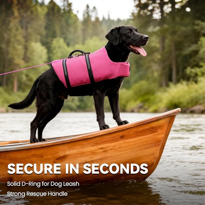 VIVAGLORY Rip Stop Dog Life Vest, Swimming Vest with Handle, Buoyancy for Doggy Puppy, Dog Life Jacket for Swimming & Boating, XXS, Pink