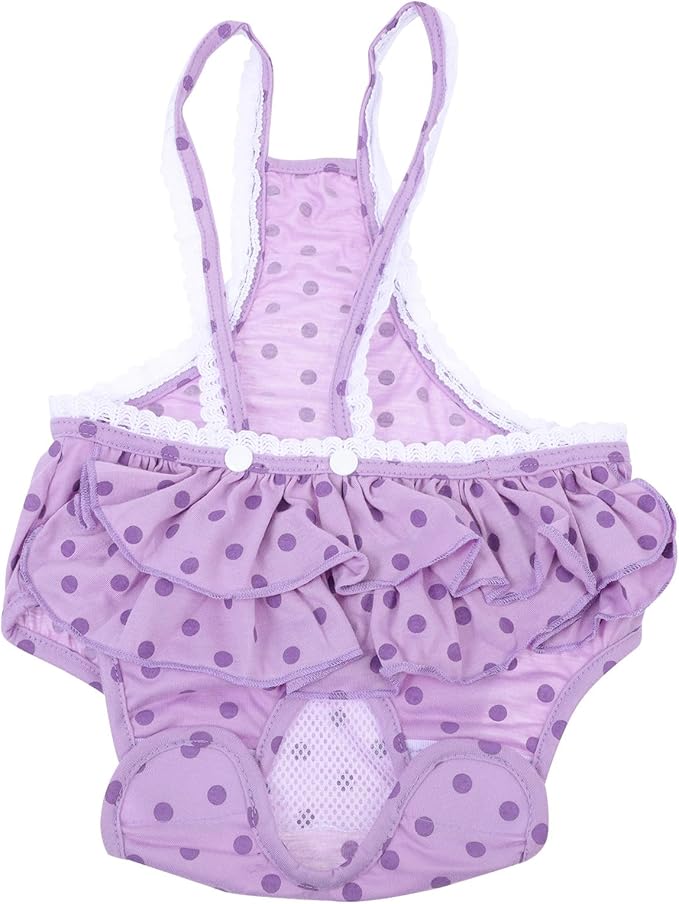 Pet Dog Diaper Pants Female Puppy Sanitary Period Panties with Breathable Fabric Purple L Size for Heat Incontinence and Training