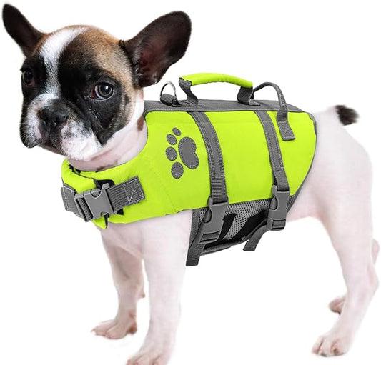 Queenmore XS Dog Life Jacket, Puppy Life Jackets for Small Dogs, Small Doggie Life Vest for Swimming, Lightweight Extra Small Dog Swim Vest with Handle, Puppy Life Vest for Boating, Cat Lifevest