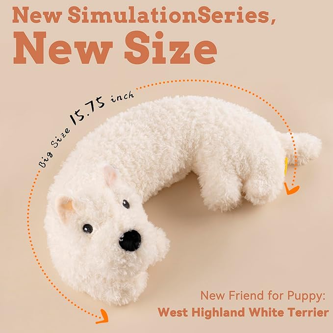 Heartbeat Toy for Dog Anxiety Relief and Calming Aid, Stuffed Animal for Puppy Sleep Aid Crate Training, Comfort Toy for Puppy Essential, White