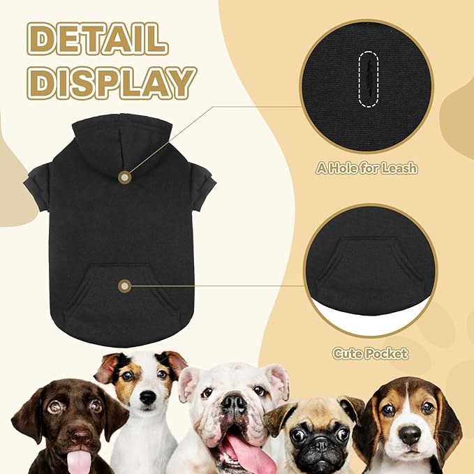 Dog Sweaters for Large Dogs Dog Hoodie Fleece Pet Sweater Soft Clothes Sweatshirt with Pocket Pet Hoodie for Large Dogs(Black&L)