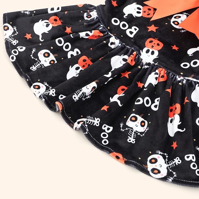 CuteBone Turtleneck Dog Velvet Dress Halloween Puppy Skirt Costume Pet Clothes Cat Apparel with Bow Hair Rope for Small Dogs CVD22XXS