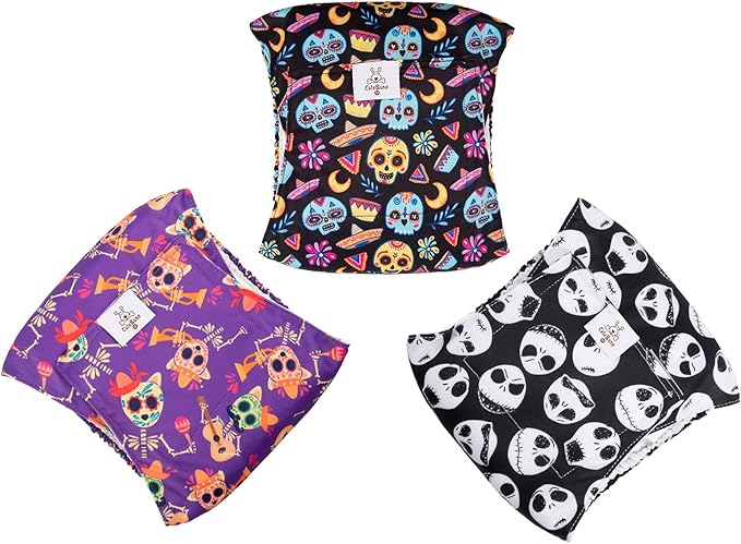CuteBone Halloween Male Dog Diapers Belly Bands 3 Pack for Male Dogs Wraps Washable Doggie Pants DM23XS