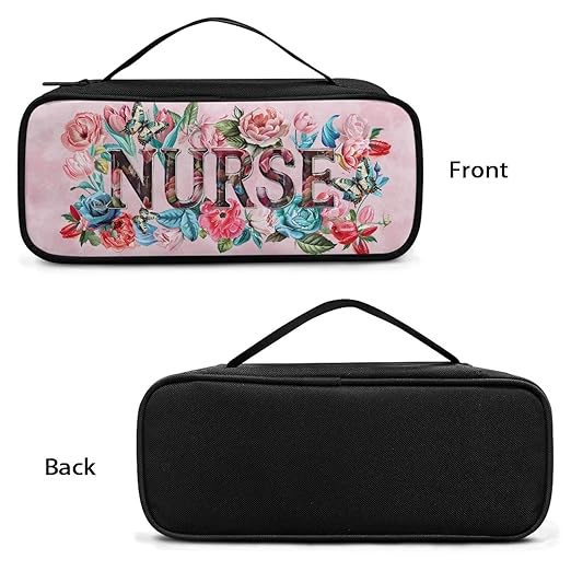 Gomyblomy Nurse Floral Stethoscope Case with Extra Room for Nurse and Doctors, Pink Stethoscope Holder Storage Pouch with Handle, Universal Fit for Most Stethoscopes