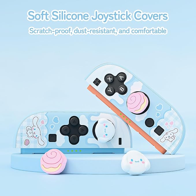 Thumb Grip Caps Compatible with Nintendo Switch 2, Silicone Joystick Grip Caps for Switch 2025, 4pcs, Cute Dog Style, Pink & White