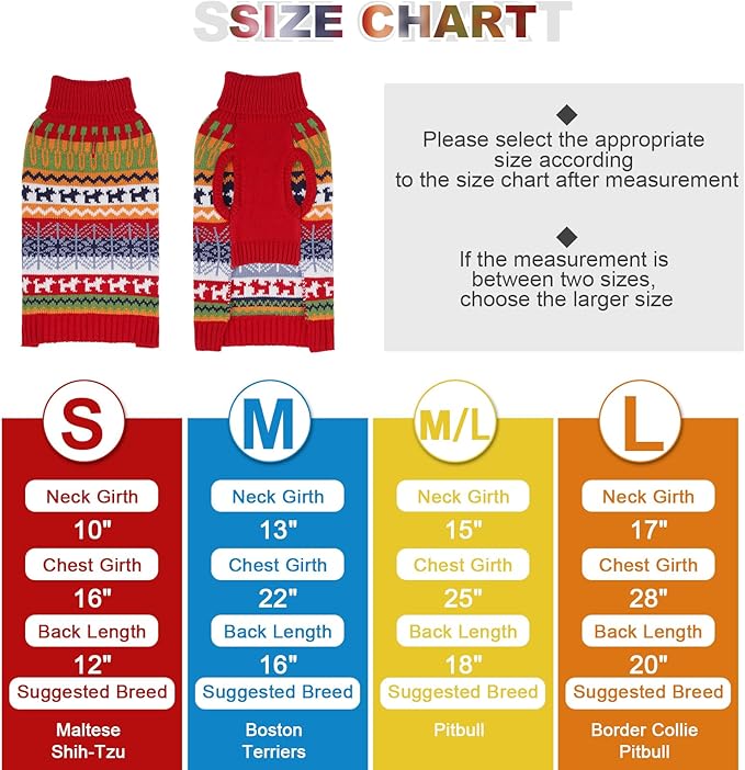 Mihachi Dog Sweater - Winter Coat Apparel Clothes with Colorful Stripes for Cold Weather