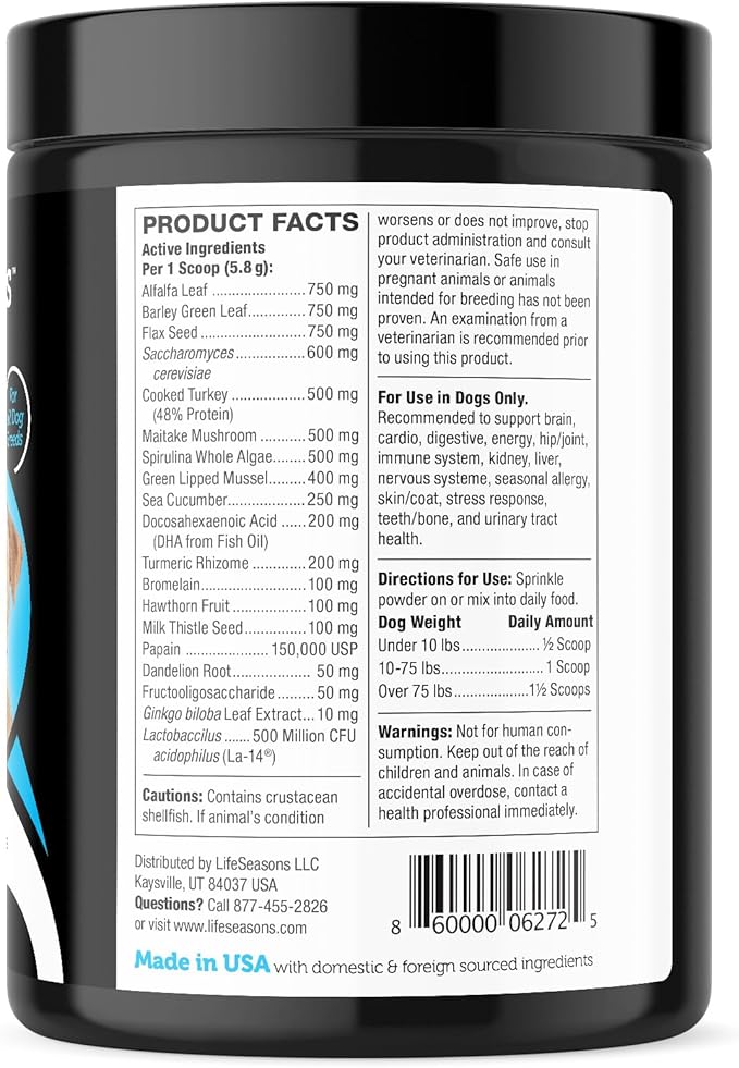 Stage 3: Senior Dog Formula for Hip & Joint Support, Cognitive Health, & Healthy Skin & Coat - Natural Ingredients - Fish Oil, Flax Seed, Turmeric & Probiotics, Vet Approved