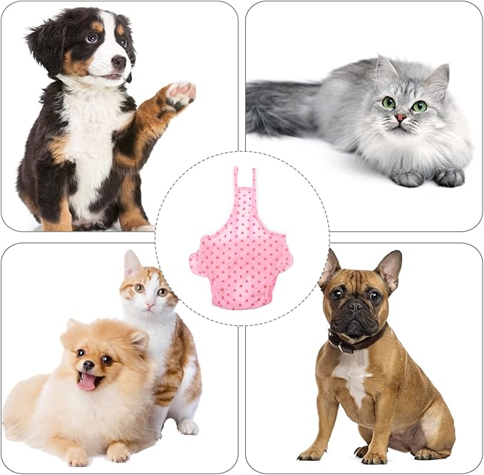 Dog Menstruation Underpant Soft Diaper Panties for Female Dogs Pink Design Super Absorbent Prevents Stains and Unwanted Mating During Heat
