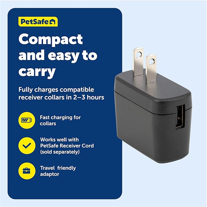 PetSafe USB Replacement Wall Adaptor - Efficient Charging - Wall Charger for Receiver Collars - Compact Design - Compatible with Wireless Fence & In-Ground Fence Systems