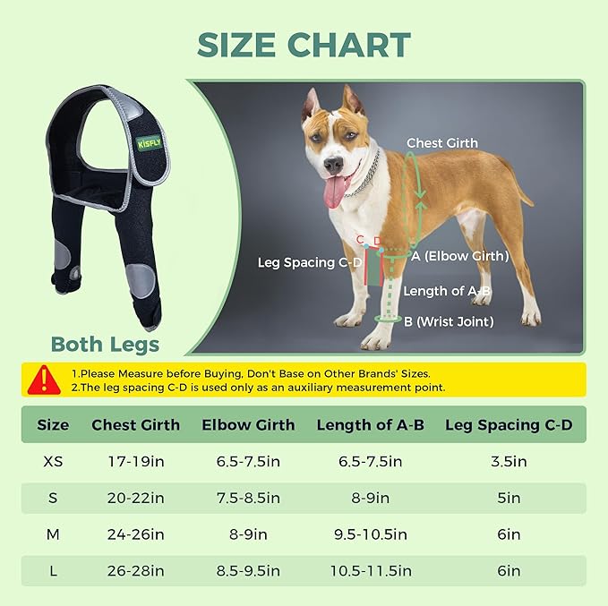 Dog Front Leg Brace, Provides Elbow & Shoulder Support, Helps Reduce Hygroma, Calluses and Pressure Sores, Anti-Licking Design with Reflective Strips, Both Legs, Size L