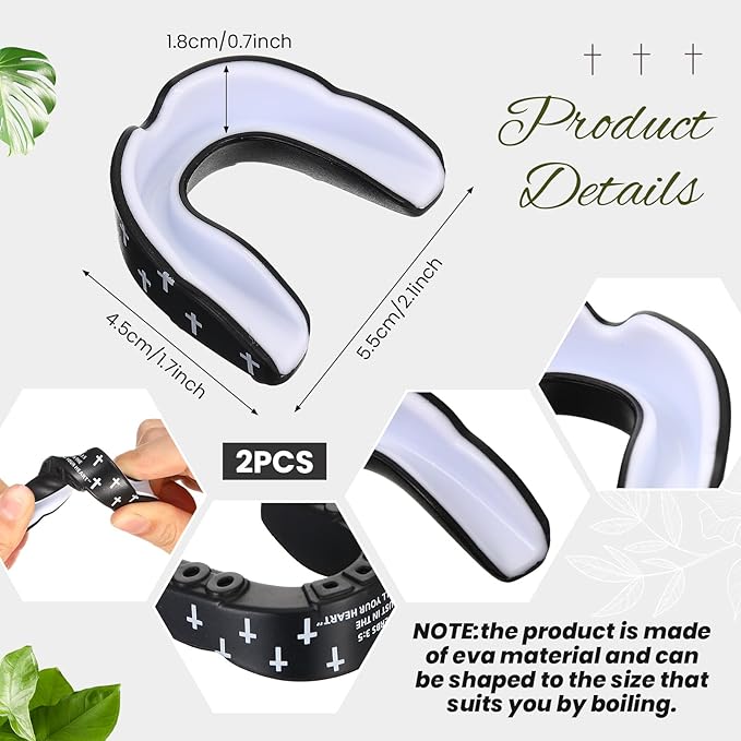 Yaomiao 2 Pcs Cross Mouth Guards Christian Teeth Armor Sport Game Guard & Case Religious Mouth Guard Football Basketball Baseball Wrestling Lacrosse Rugby Boxing Taekwondo