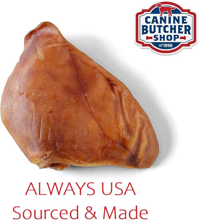 Pig Ears for Dogs Large Made in USA, Pig Ears Dog Treats, Large & Small Dogs, Aggressive Chewers, Dog Chews Long Lasting (12-Pack)