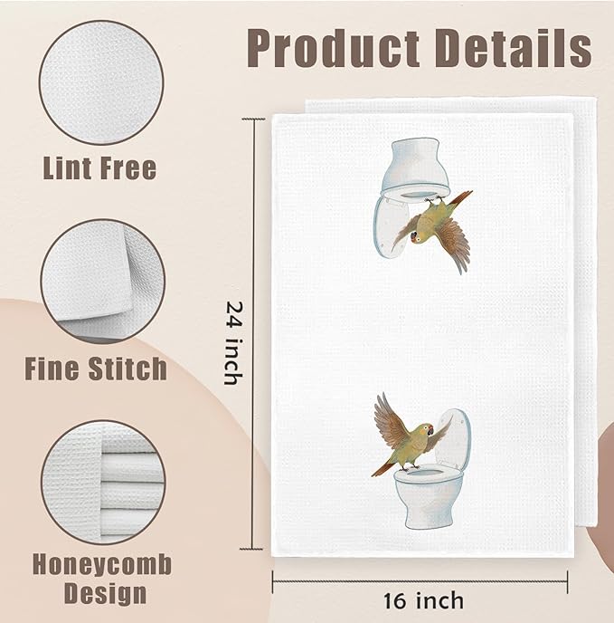 Funny Tropical Parrot Bathroom Hand Towels Set of 2, Parrot Gifts, Kids Bathroom Decor, Bird Lovers Gifts Hand Towels for Bath Room Washroom Toilet, 16x24 Inch