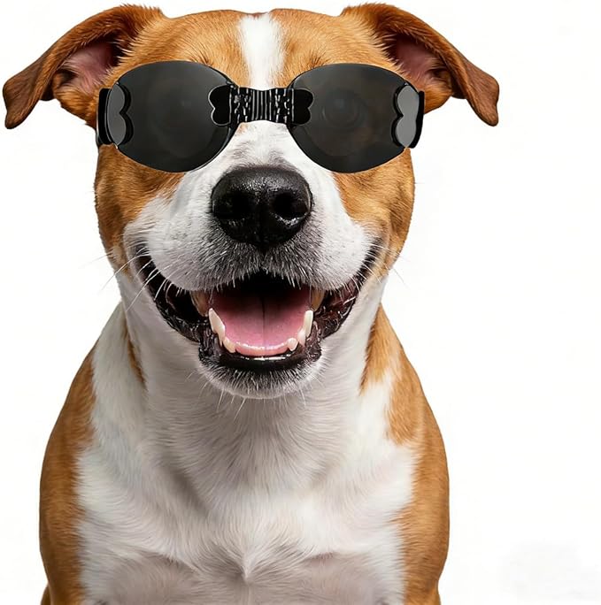 Namsan Dog Goggles Medium Breed, UV Protection, Adjustable Nose Bridge, Anti-Fog Dog Sunglasses for Small to Medium Dogs, Outdoor Doggie Eye Protection, Windproof Dustproof, Black