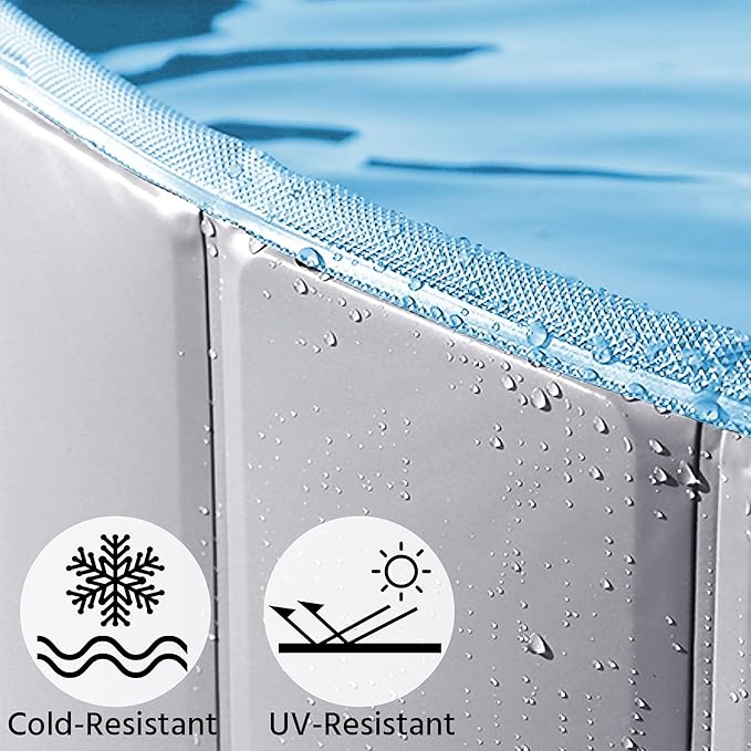 Yaheetech Foldable Hard Plastic Dog Pet Bath Swimming Pool Collapsible Dog Pet Pool Bathing Tub Pool for Pets Dogs & Cats Outdoor -55 x 11.8 inch, Grey