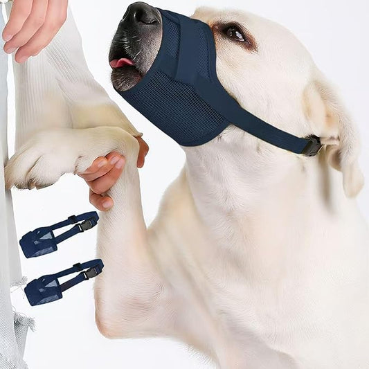 2-Pack Soft Mesh Dog Muzzle – Breathable & Adjustable, No-Bite and Escape-Proof Design for Grooming, Training, Walking – Fits Small, Medium & Large Dogs (Dark Blue, XL)