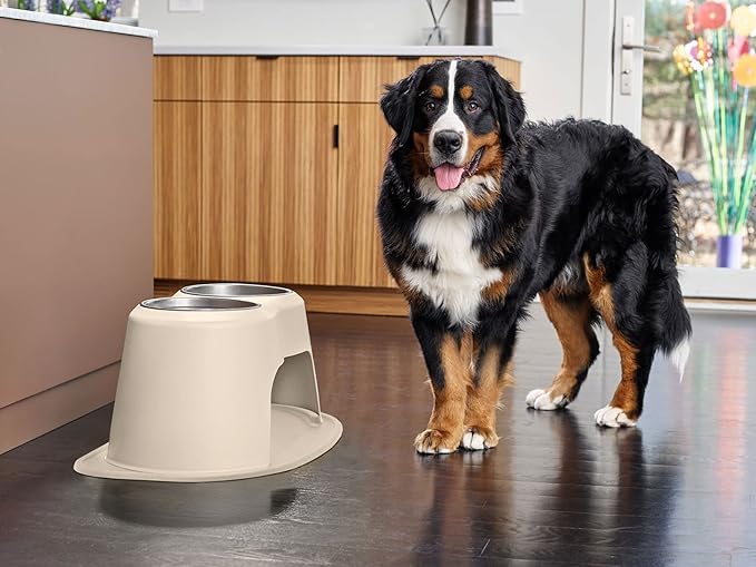 WeatherTech Double High Pet Feeding System - Elevated Dog/Cat Bowls - 8 inch High Tan (DHC3208TNTN)