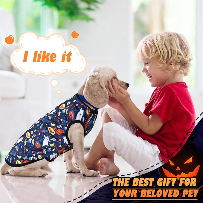 6 Pack Halloween Dog Clothes for Small Dogs, Soft and Breathable Puppy Kitten Dog Shirts for Pet Cats, Dogs' T-Shirts Apparel Sleeveless Vests for Yorkies (Happy Halloween, Small)