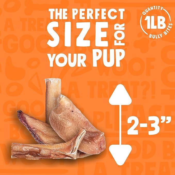 Bully Sticks for Small Dogs (1lb Bag) All Natural, Single Ingredient Bully Sticks for Puppies to Medium Dogs (Bully Bites)
