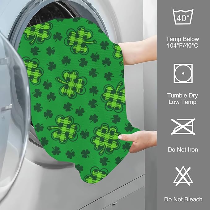 St.Patrick's Day Hand Towel,Lucky Clover Hand Bath Towels Set of 2 Dish Towels Soft Absorbent Decorative Hand Towels for Bathroom Kitchen Yoga Home Decor 14 x 28 in