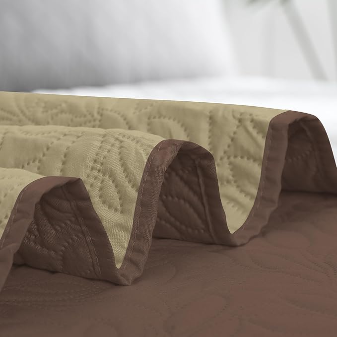 Easy-Going Waterproof Dog Bed Cover Reversible Leak Proof Pet Blanket Replacement Mat for Furniture Washable Couch Cover Sofa Cover for Dogs Cat(52x86 Inch, Brown/Beige)