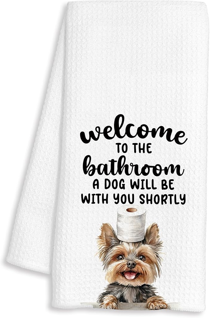 Funny Yorkshire Terrier Hand Towels for Bathroom Decor, Yorkie Gifts for Women, Dog Lover Gifts Decorative Hand Towels for Bathroom Restroom Room, 16x24 Inch