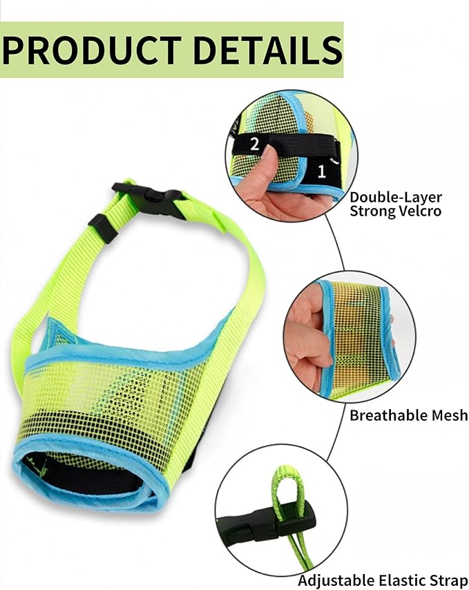 2 Pack Dog Muzzle, Soft Nylon Air Mesh Breathable Pet Safety Muzzle with Nose Protection for Medium Large Dogs, Helps Prevent Biting Barking Chewing