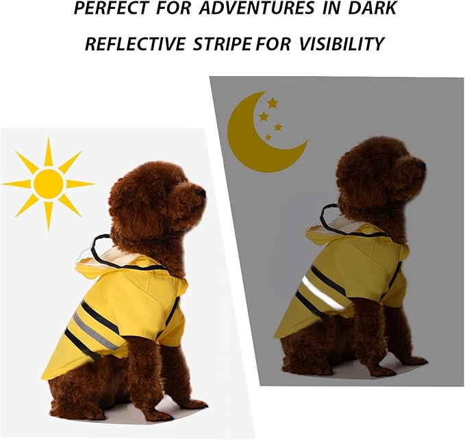 Wizland Reflective Dog Raincoat Dog Rain Jacket with Hood Lightweight Waterproof Rain Coat for Puppies (Yellow S)