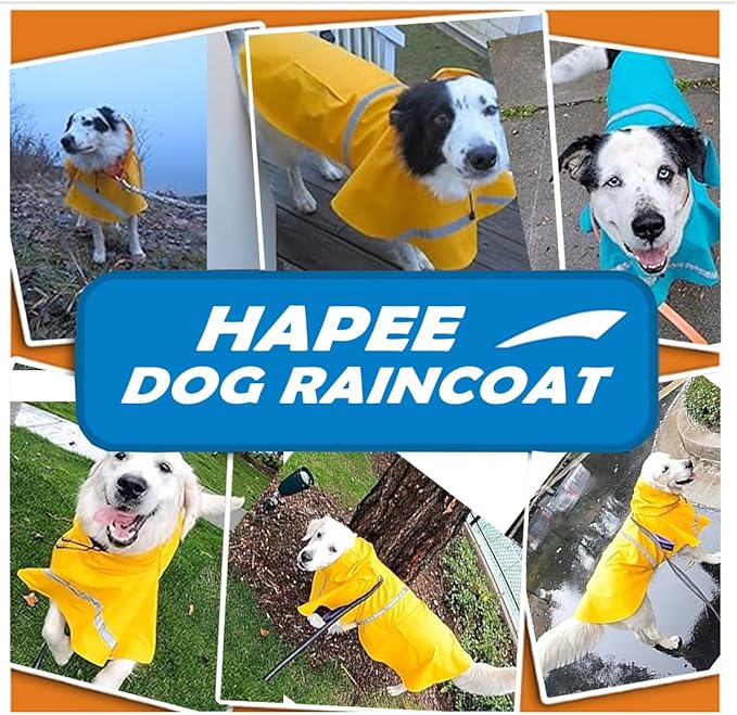 HAPEE Dog Raincoats with Reflective Strip Hoodie,Poncho Jacket for Large Dogs fit Golden Retriever Doodle (B2-Orange, 34C (120-140 lbs))