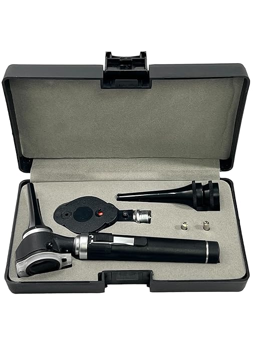 ArtLaB-Premium Veterinary Otoscope Set Kit Veterinary Diagnostic Set Instrument with Reusable Ear Speculas Set -Veterinary Diagnostic Otoscope Set and Hartmann Speculum (White Lens Vet Otoscope)