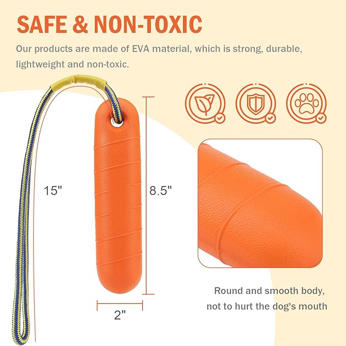 SCENEREAL Floating Dog Toys for Water Fetch, 8.5" Dog Water Toy for Medium Large Dogs, Tough Interactive 2 Pack Fetch Bumpers with Durable Rope for Summer Training Teething Outdoor Pool
