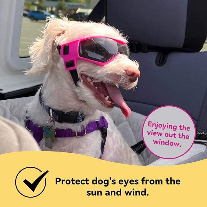 LESYPET Small Dog Sunglasses Dog Goggles UV Wind Dust Protection Pet Sunglasses Eye Protection for Outdoor Walking Riding, Orange S